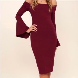 Lulus All She Wants Burgundy Midi Dress - Sz M